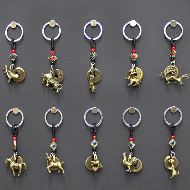 액막이 키링 12지 엽전 재물운 열쇠고리, 닭, 1개