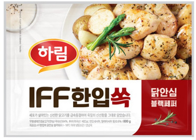 하림 간편요리 샐러드 (신선) IFF 한입쏙 닭안심 블랙페퍼 800g x1봉, 3개