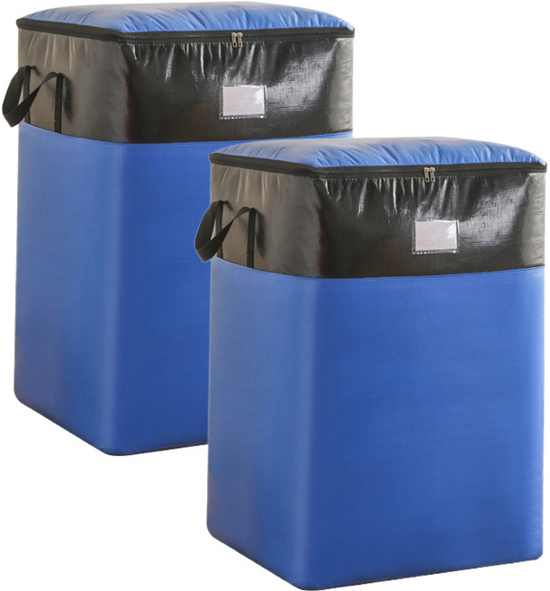 이방가치 초대형 튼튼한 이사 이불 정리 손잡이 가방 2pcs, 2개, 블루