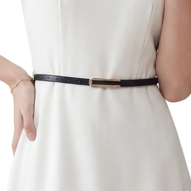 라뷰드 고급 여성 슬림 가죽 원피스 벨트 여자 정장 바지 허리띠 사계절 패션 밸트 와이드 금장 골드 버클 1cm