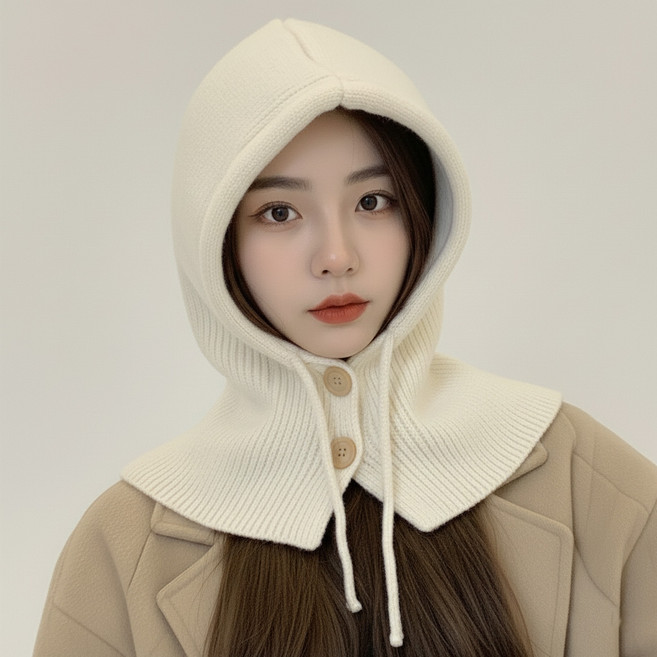 핑카홀릭 레이나 강아지 스누드 모자, 아이보리, 1개