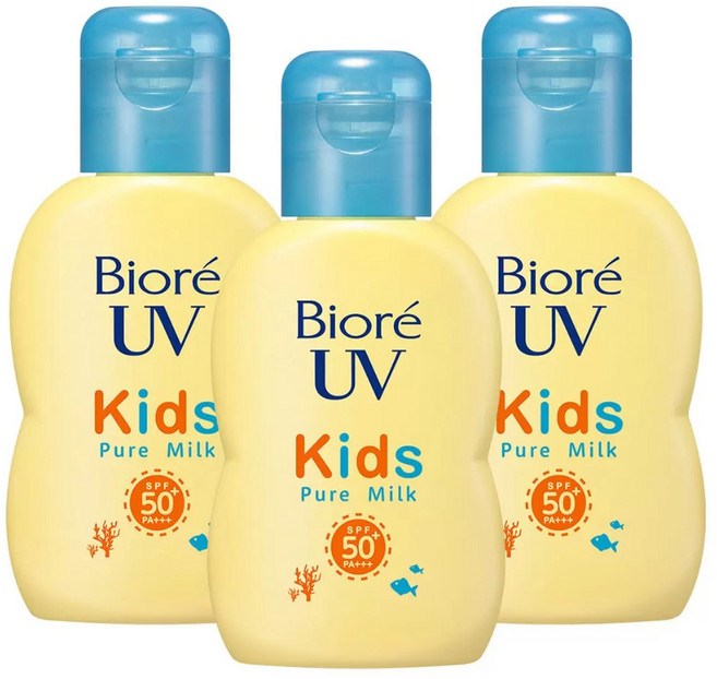 Biore 蜜妮 兒童溫和防曬乳液 SPF50 無添加酒精, 一組三入