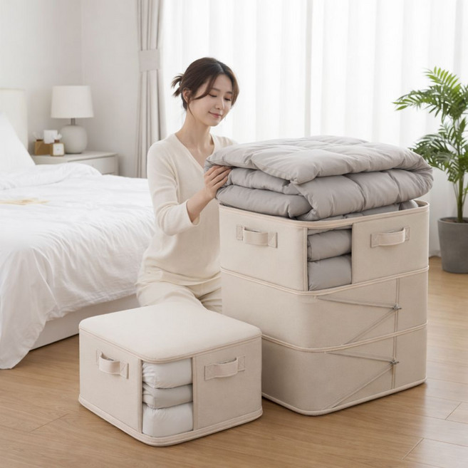 캐시픽 초대형 이불 압축 파우치 특대형 이불보관함, 2개, 3_베이지