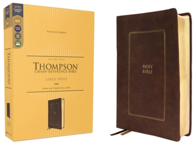 (영문도서) Kjv Thompson Chain-Reference Bible Large Print Leathersoft Brown Red Letter Comfort Print Imitation Leather, Zondervan, English, 9780310459149