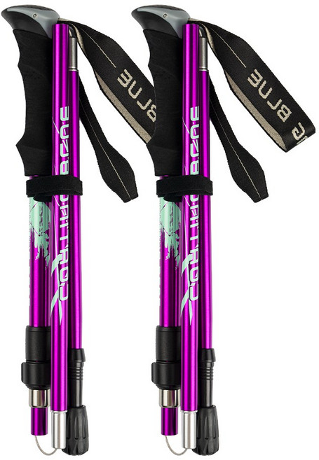 코팅블루 두랄루민 5단 접이식 등산스틱 세트, 퍼플, 2세트
