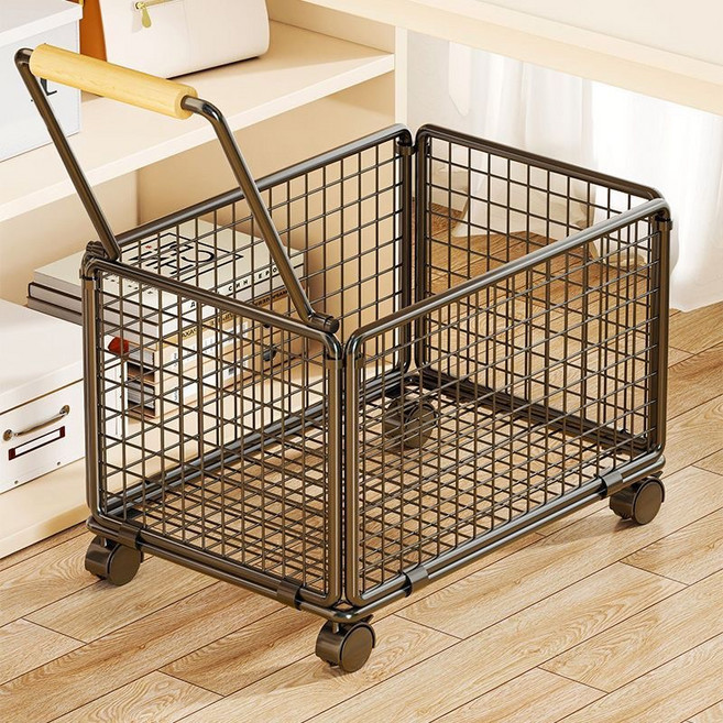 간단하고 사용하기 좋은 가정용 책상 아래 이동식책장트롤리 책꽂이선반 수납 다용도 바퀴책장 책상 아래 책장 이동식선반, 1단, 블랙