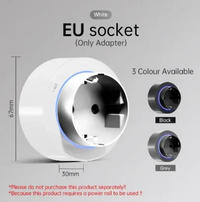 2026년형 벽걸이 트랙 소켓 30-60cm 원형 탈착식 레일 영국/EU/미국 표준 USB 포함 가정용 주방용, 03 하얀색, 01 110~250V, 05 EU-Socket