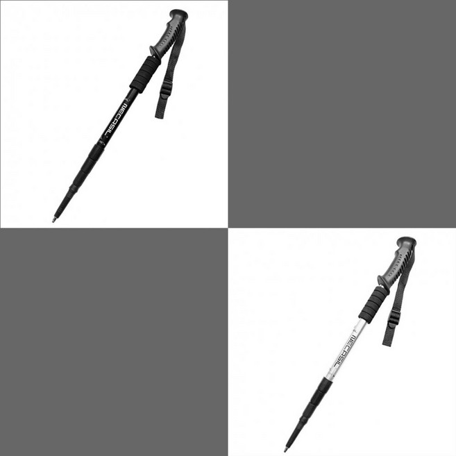 원마운트 4단 길이조절 등산스틱(110cm), 실버