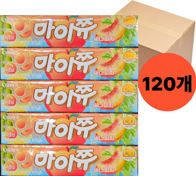 크라운 마이쮸 스틱 써니피치, 44g, 120개
