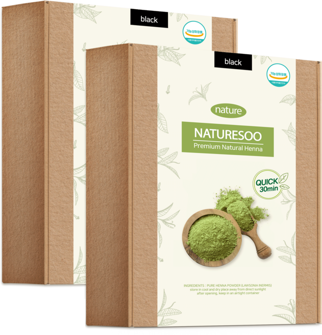 네이처수 천연 헤나염색약 100% 새치커버 8컬러, 블랙 (케미컬), 2개