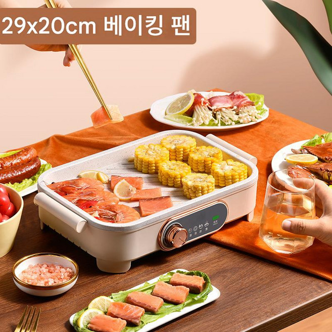 자칠 세라믹 코팅 컴팩트한 미니 브런치 전기그릴 계란 메이커 샌드위치 메이커 스테이크 메이커, 화이트