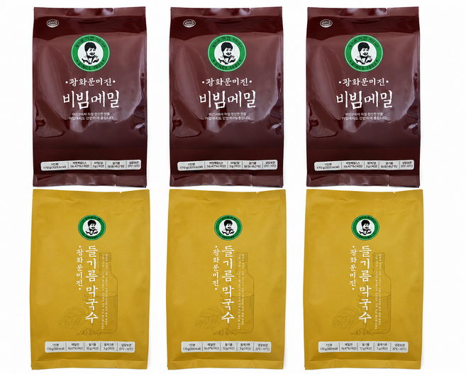 광화문 미진 비빔메밀+ 들기름메밀국수 1+1세트 간편식 메밀면 냉메밀 비빔국수, 875g, 3세트