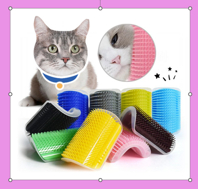 부착형 고양이빗 셀프 그루밍 브러쉬 4종 세트 캣닢포함 팻 털 브러시 구르밍 털제거 장난감, 블랙그레이블루오렌지4개세트, 1개