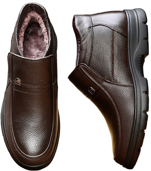 [ 보이앤맨 ] 남자 소가죽 보아털 방한화 구두 발편한 캐주얼 러털 따뜻한 털신 겨울 부츠 신발 단화 슈즈