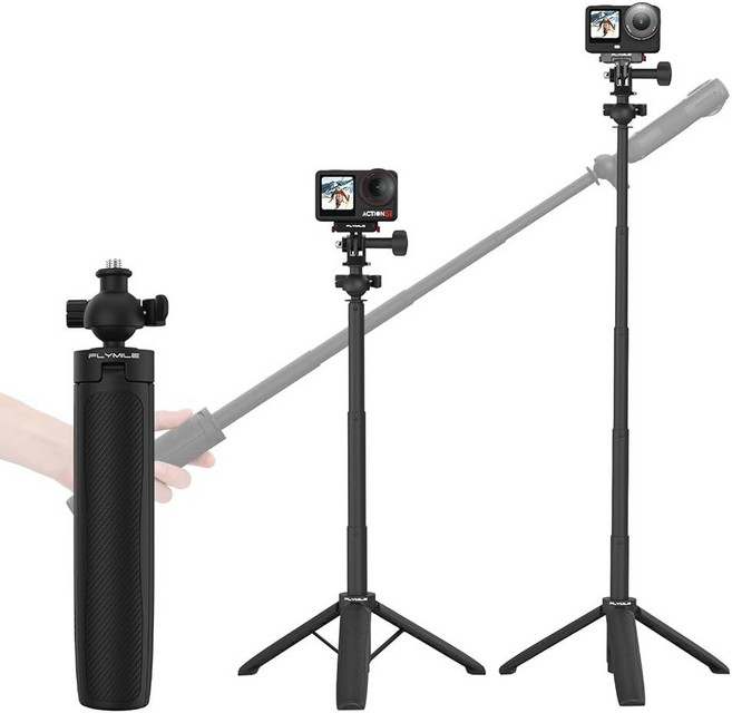 Flymile DJI Osmo Action 5 Pro/Pocket 3/Nano용 50.8cm(20인치) 액션 6 카메라 삼각대 360° 조절 가능한 소형 셀카봉 휴대용 확장, Flymile DJI Osmo Action 5 Pro/