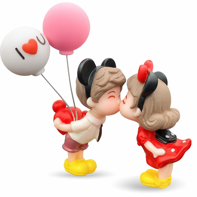 러블리 커플 미니 차량 피규어 인테리어 소품, 1개, 풍선 뽀뽀 커플