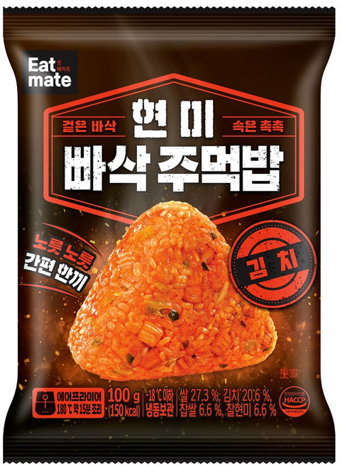 [랭킹닭컴] 잇메이트 현미 빠삭주먹밥 김치, 10개, 100g
