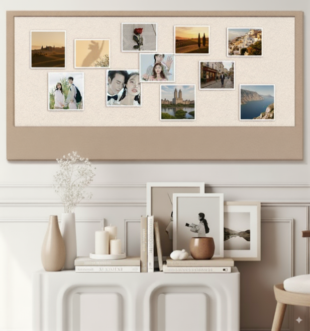 데이엘라 대형 게시판 접착식 코르크 보드 콜크보드 코르크판 학교 어린이집 학원 사무실 메모판, 카멜 80x120