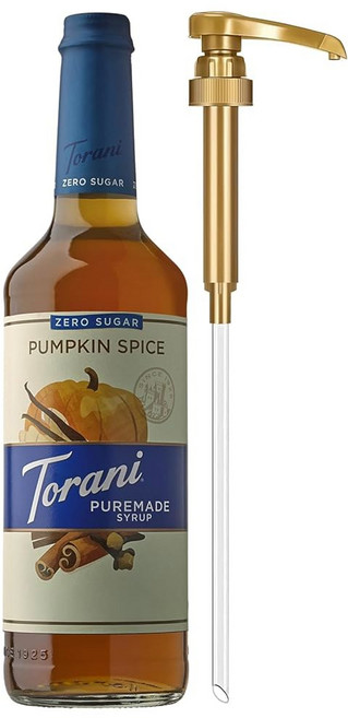 토라니 제로 슈가 퓨어메이드 시럽 음료용 간단한 감미료 펌프가 포함된 유리병 25.4 Fl Oz, 1개