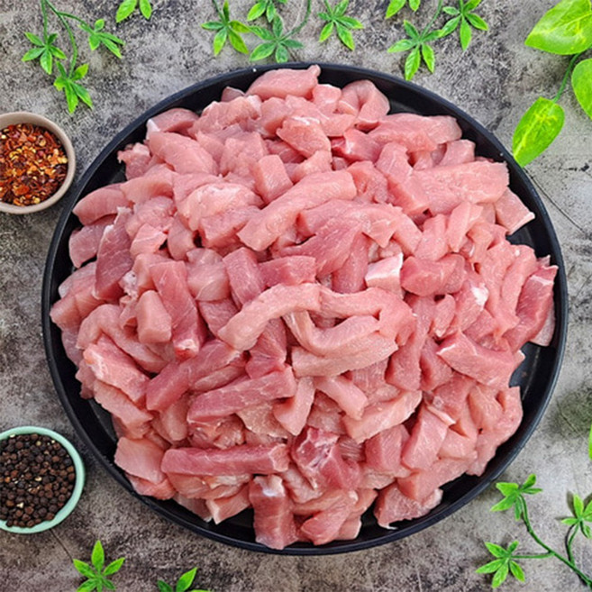 국내산 냉장 돼지고기 등심 탕수육용 1.5cm 두께 기둥모양 2kg, 1개