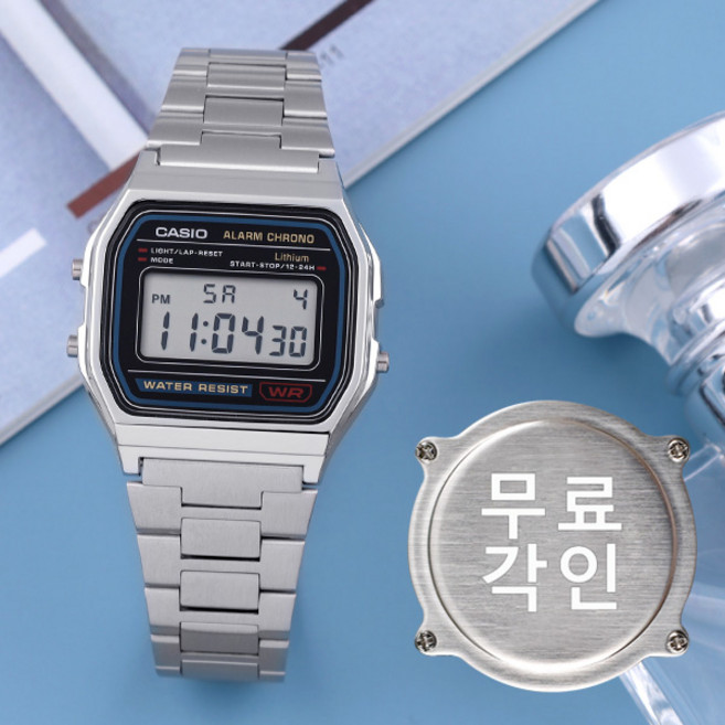 무료각인 A158WA-1 카시오 빈티지 디지털 메탈 시계 a