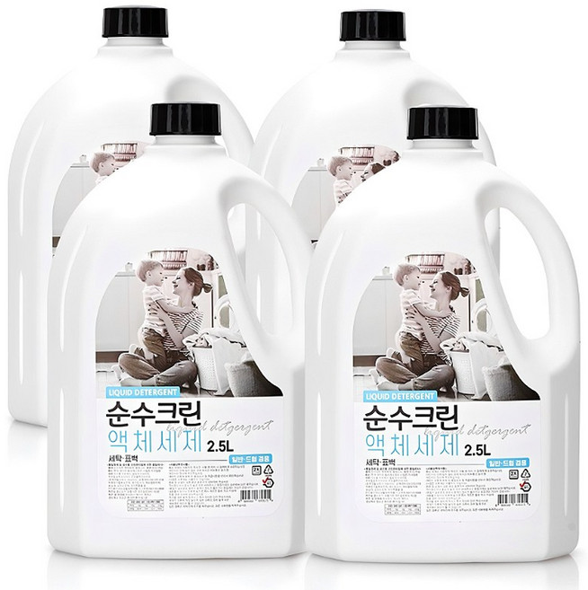 순수크린 플로럴 액체세제 실내건조 대용량 자연유래성분, 2.5L, 4개