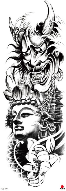 코어브릿지 남성 긴팔 이레즈미 블랙 타투 스티커 셀프 헤나 인스턴트 문신, TQB-038, 1개