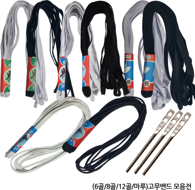 윤원상사 바지 허리 고무줄 6mm 8mm 12mm 6골 8골 12골 고무줄끼우개 고무바늘, 04-12골 천고무밴드(흑색), 1개
