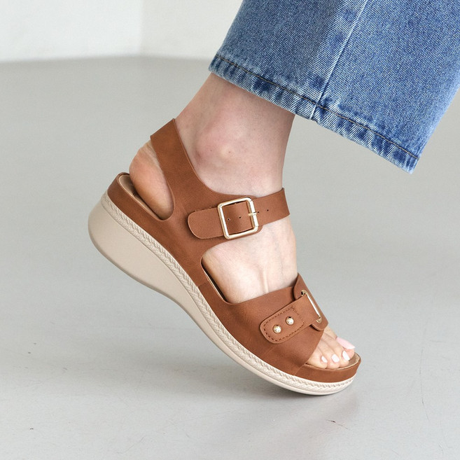 슈리오 여성 히든밴딩 쿠션 버클 스트랩 샌들 5cm