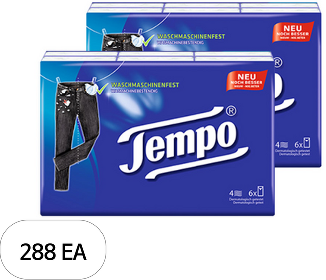 Tempo 프리미엄 행키티슈 4겹 독일 직수입, 10개입, 288개