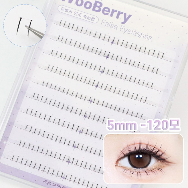 WooBerry 언더 가닥 속눈썹 5mm 투명라인 자연스러운 부분 포인트 아랫눈썹 120PCS 대용량, 1개, Ud-04