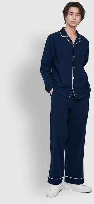 [JAJU/자주] 남 플란넬 파자마 세트_네이비