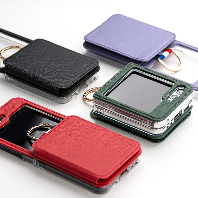 폰폰 갤럭시 Z플립6 SM-F741 전용 사피아노 핏 3장 카드 수납 포켓 핑거링 플립커버 케이스