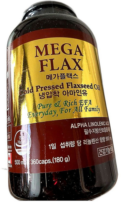 캐나다산 유기농 아마씨유 오메가3 360캡슐 4개월분 180g 1개, 360정