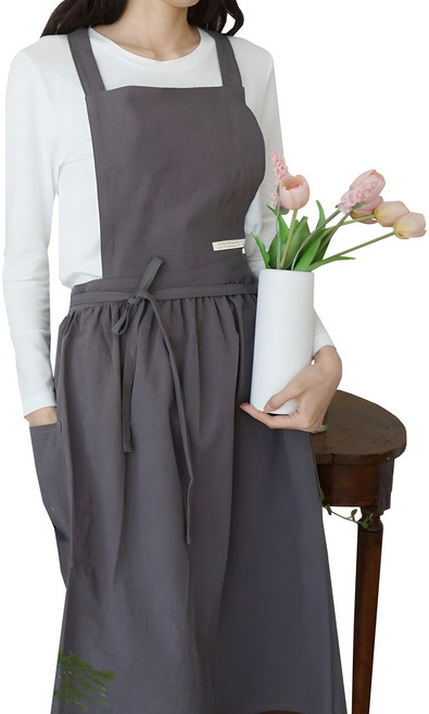잇츠온 코튼 파스텔 원피스 앞치마, 차콜, 1개