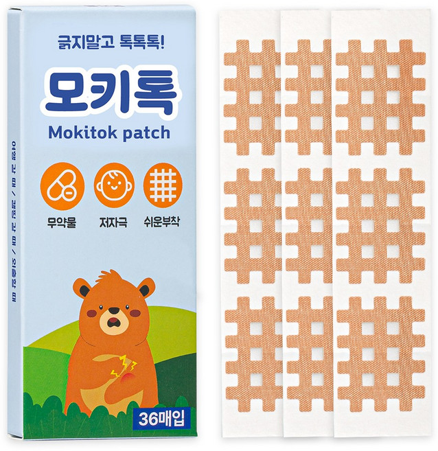 7위 - 모키톡 격자 패치 36매 KC적합 국내 생산 격자 테이프 썸머 물린데 밴드 여름 야외활동, 1개