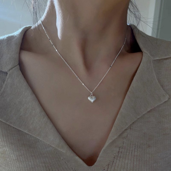 [당일 출고][925 Silver] 델리아 하트 통통 트윙클 실버 목걸이 러블리 펜던트 은 주얼리