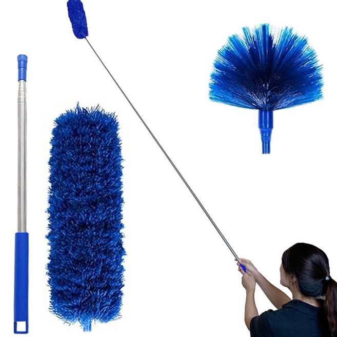 시바타 거미줄 제거 솔 천장 먼지 청소솔, 진블루, 1개