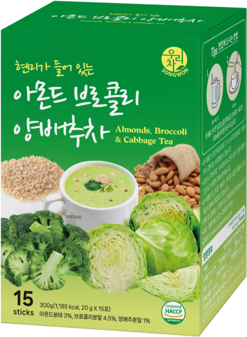 송원 우리차 아몬드브로콜리양배추차 15T, 1개, 15개입, 20g
