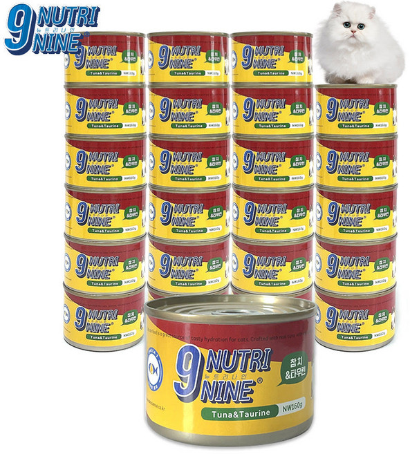노엘캣 뉴트리나인 고양이 습식 참치캔 캔사료 습식사료 기호성 좋은 영양간식 부드러운 고양이캔, 160g, 24개, 참치&타우린