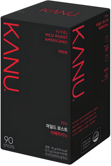 카누 마일드 로스트 아메리카노 미니 원두커피믹스, 0.9g, 90개입, 1개