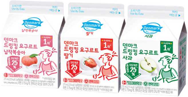 덴마크 드링킹 275mLx12팩(베리믹스4+납작복숭아4+사과4) 냉장무배, 275ml