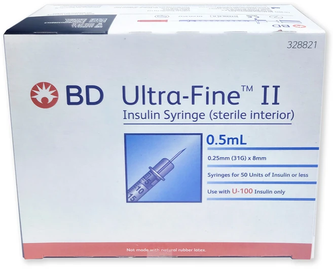 BD 인슐린 주사기 0.5ml 31G x 8mm (328821) 1단위 100개입, 1박스 - 쿠팡