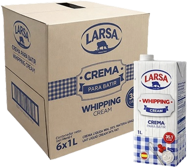 [아이스박스포함] 라르사휘핑크림35% (동물성) 냉장 / 스페인산, 6개, 1L
