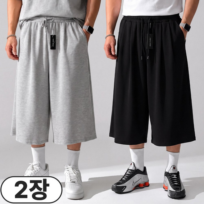 빠델 [오늘출발/1+1] 7부 8부 에어 투턱 버뮤다팬츠 벌룬 와이드 반바지 빅사이즈 스웻 팬츠 츄리닝