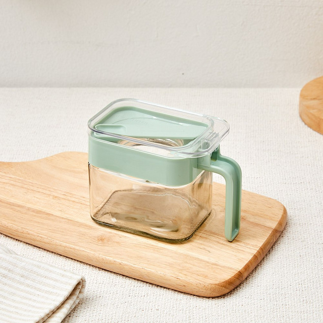 모던하우스 컬러키친 원터치오픈 유리 양념병 300ml 그린 스푼포함 KC0724011, 1개