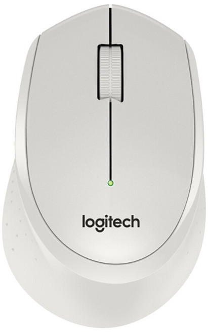 로지텍 무선마우스 M330 무선 오피스 무음 마우스 오른손 마우스 화이트 무선 2.4G리시버, White