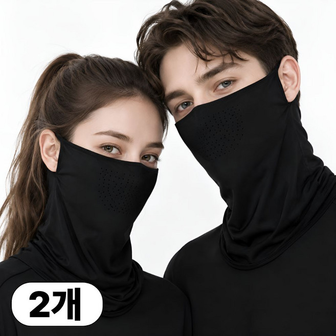 썬킵 자외선차단 쿨 스포츠 런닝 골프 마스크 1+1, 2개, 블랙+블랙