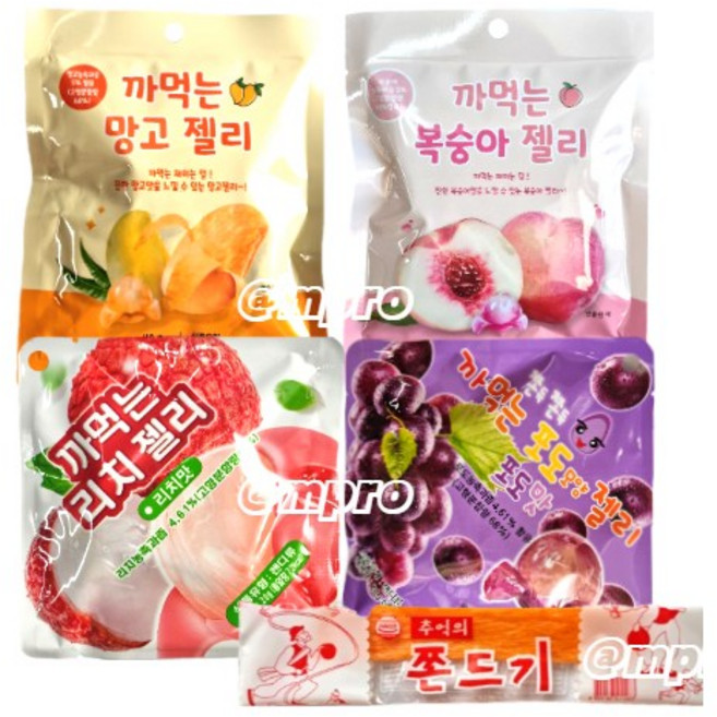 까먹는 망고젤리2개 복숭아젤리2개 포도젤리4개 리치젤리4개 추억쫀드기1개, 1개, 40g