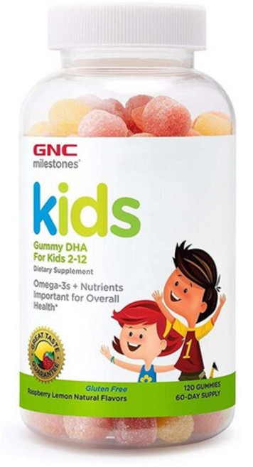 GNC 어린이 DHA 라즈베리 레몬 구미, 120개입, 1개, 120정